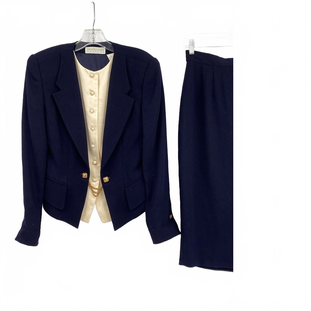 Dana Buchman Blue Cream Blazer Notch lapel | Womens 4